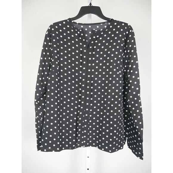 Women's Polka Dot Long Sleeve Pullover Blouse - Picture 2 of 7